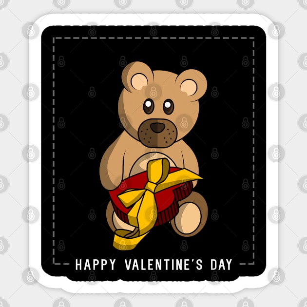 Happy Valentine's Day - Teddy bear with a heart Sticker by Markus Schnabel